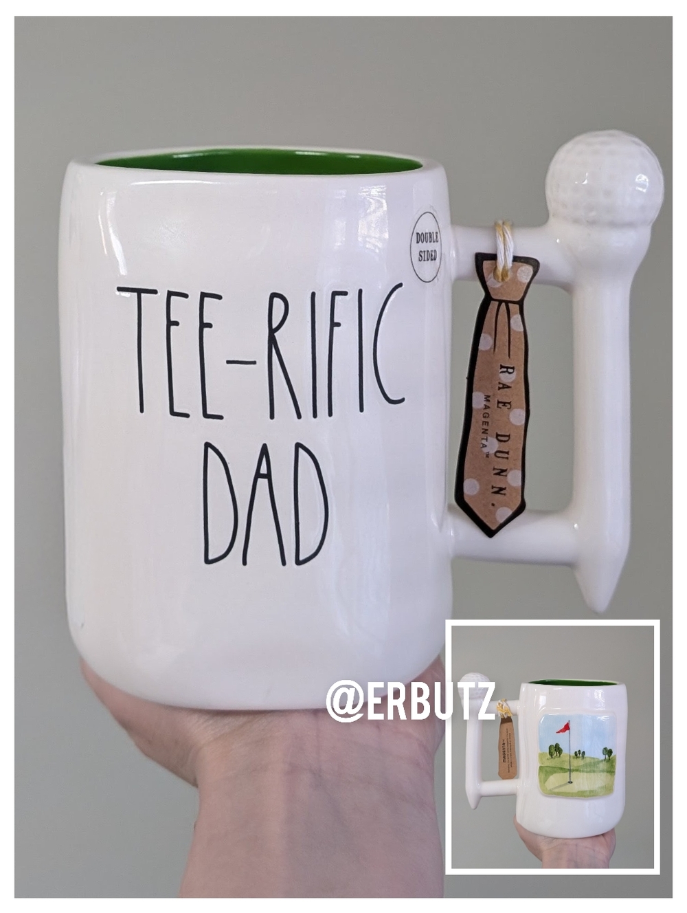 Rae Dunn TEE-RIFIC DAD Father's Day Golf Design Mug With Ball and Tee Handle ⛳